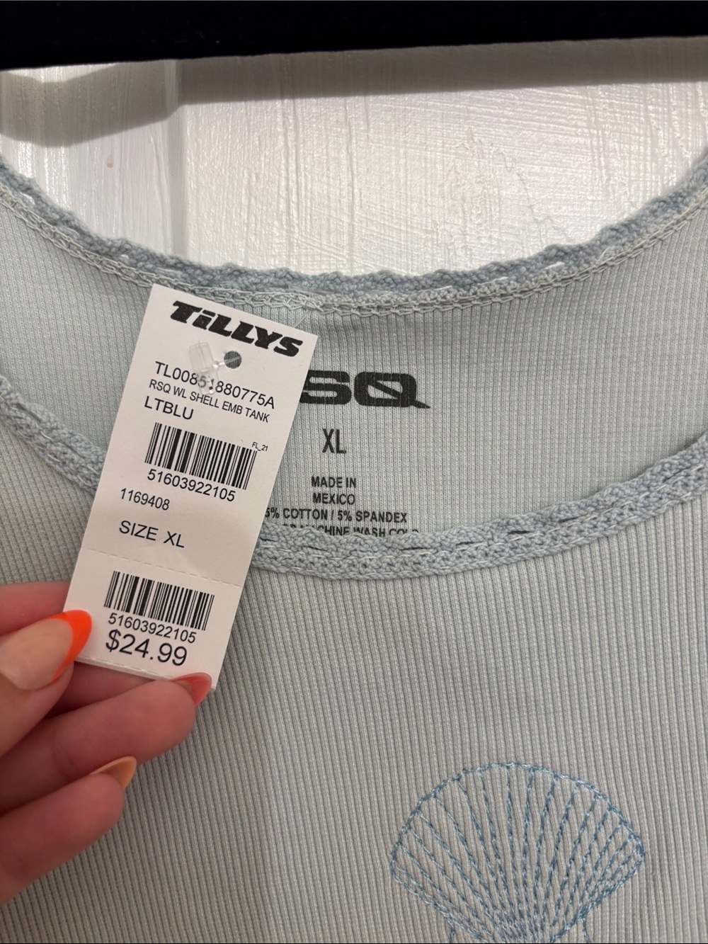 Tilly's Light Blue Ribbed Shell Tank - Picture 3 of 6